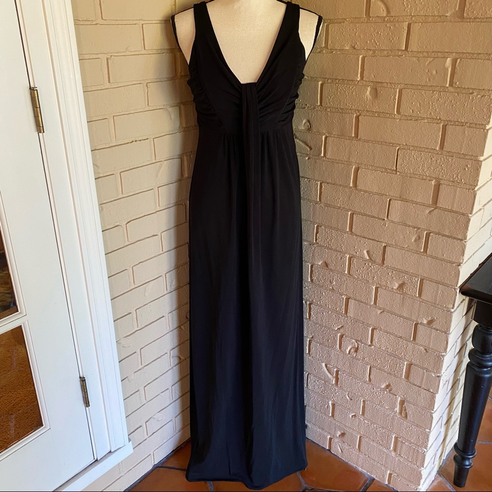 A Pea in the Pod Maternity Maxi Party Dress Black Pleated Belly Sz Medium M